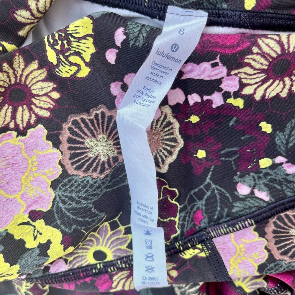 Lululemon Wunder Under Hi-Rise Tight 28" Fluorolace Multi Floral Print Size 8 - Picture 4 of 8